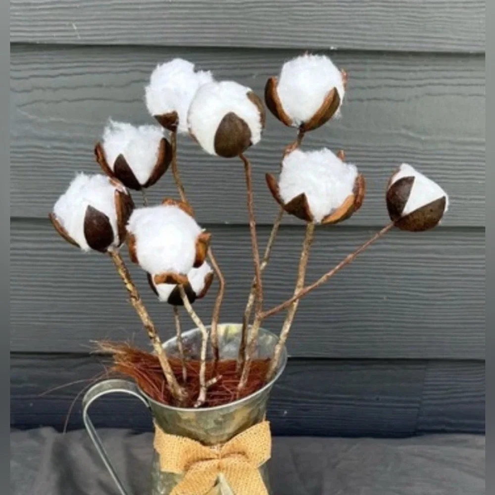 Primitive Handmade Whimsical Cotton Stems 6 Stems Per Unit